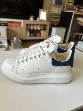 Alexander McQueen White Leather Sneakers Paris Blue